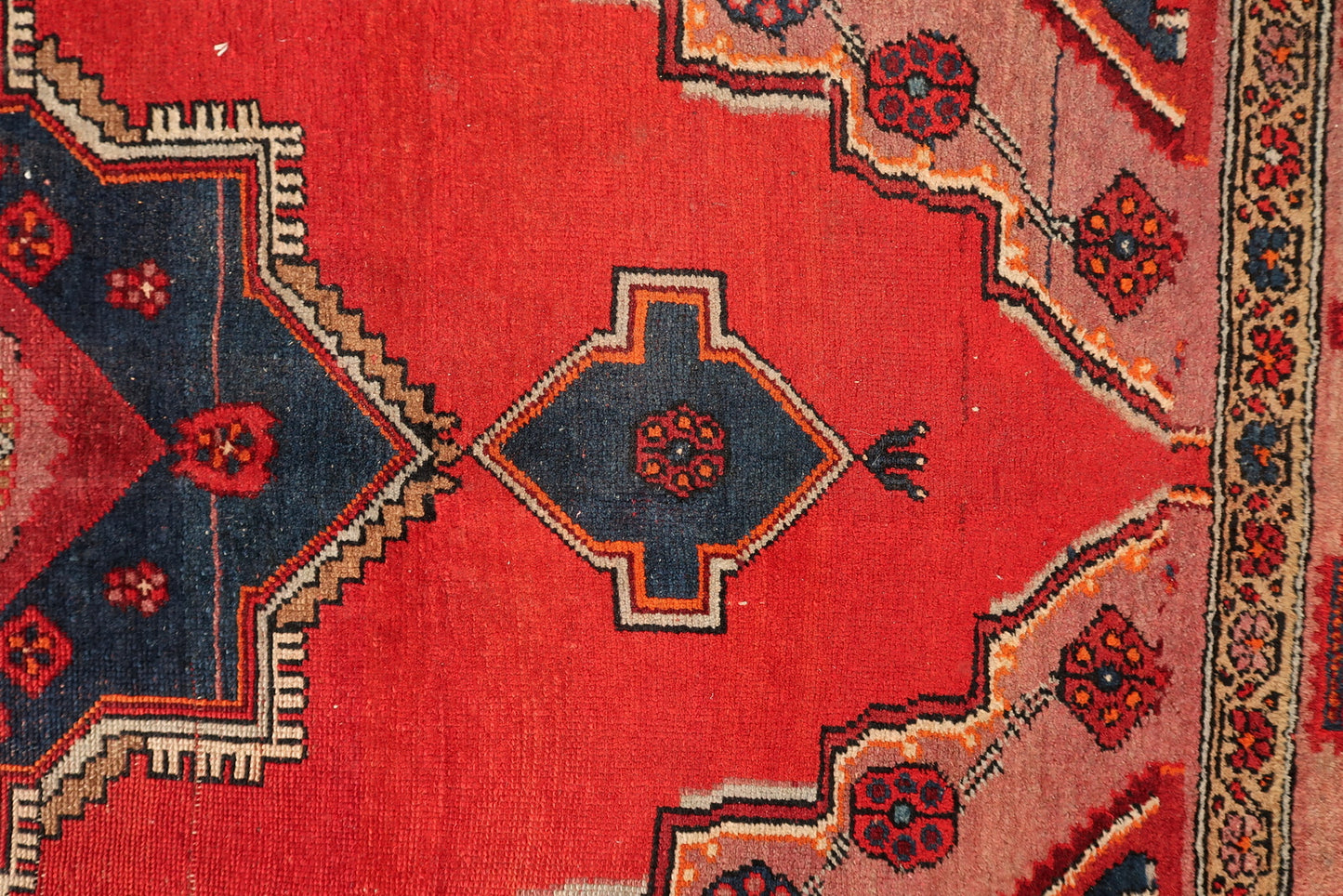 Vintage 1920s Persian rug, Malayer design with rich indigo and rust tones