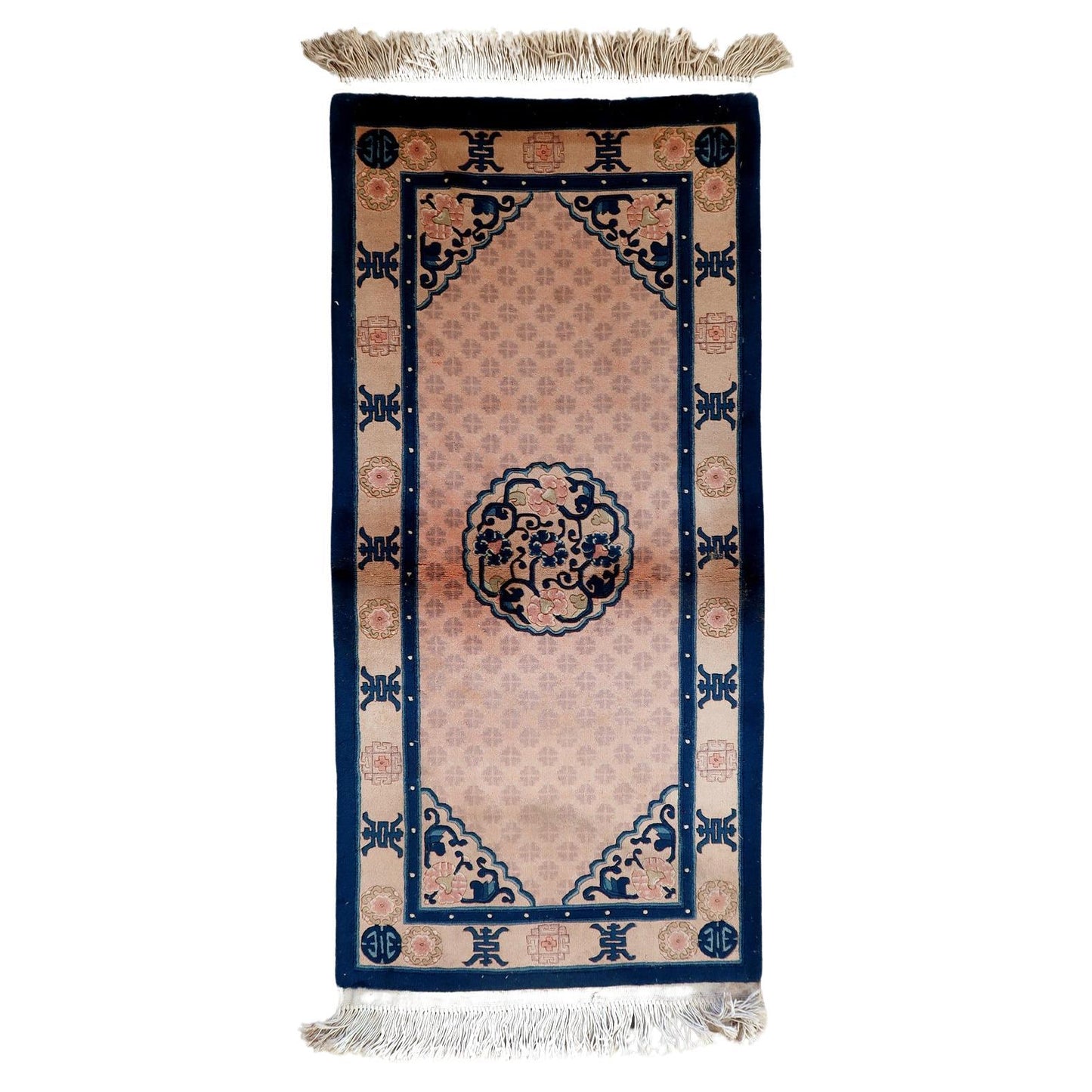 Vintage 1960s Chinese Art Deco rug, hand-knotted wool with lustrous finish