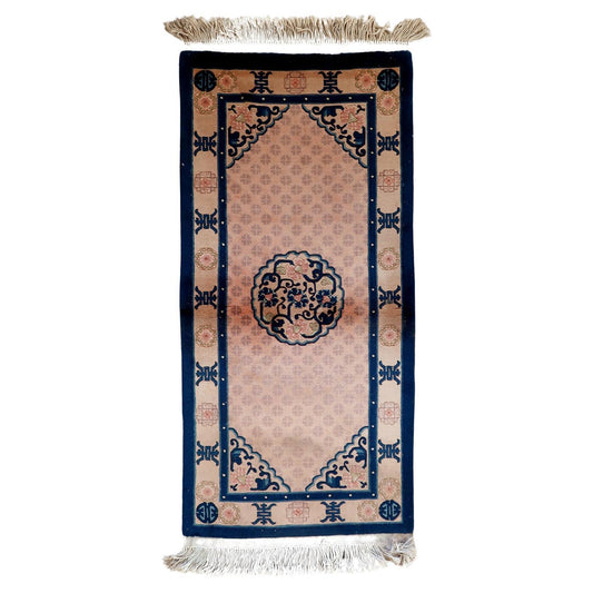 Vintage 1960s Chinese Art Deco rug, hand-knotted wool with lustrous finish