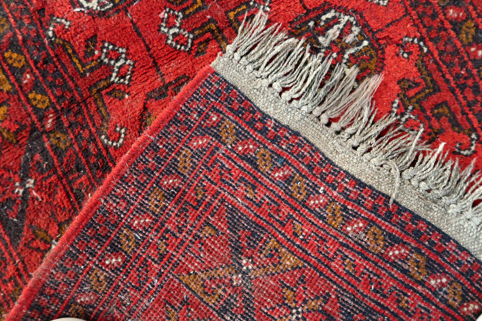 Vintage Afghan tribal rug, Ersari design with repeating octagonal medallions