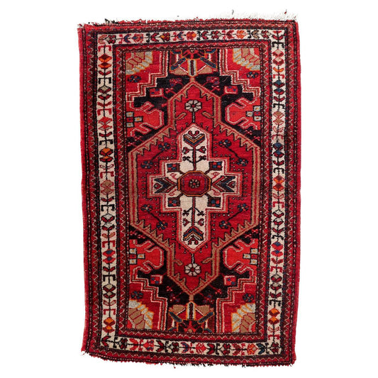 Antique 1920s Persian Hamadan rug, hand-knotted wool with geometric tribal design