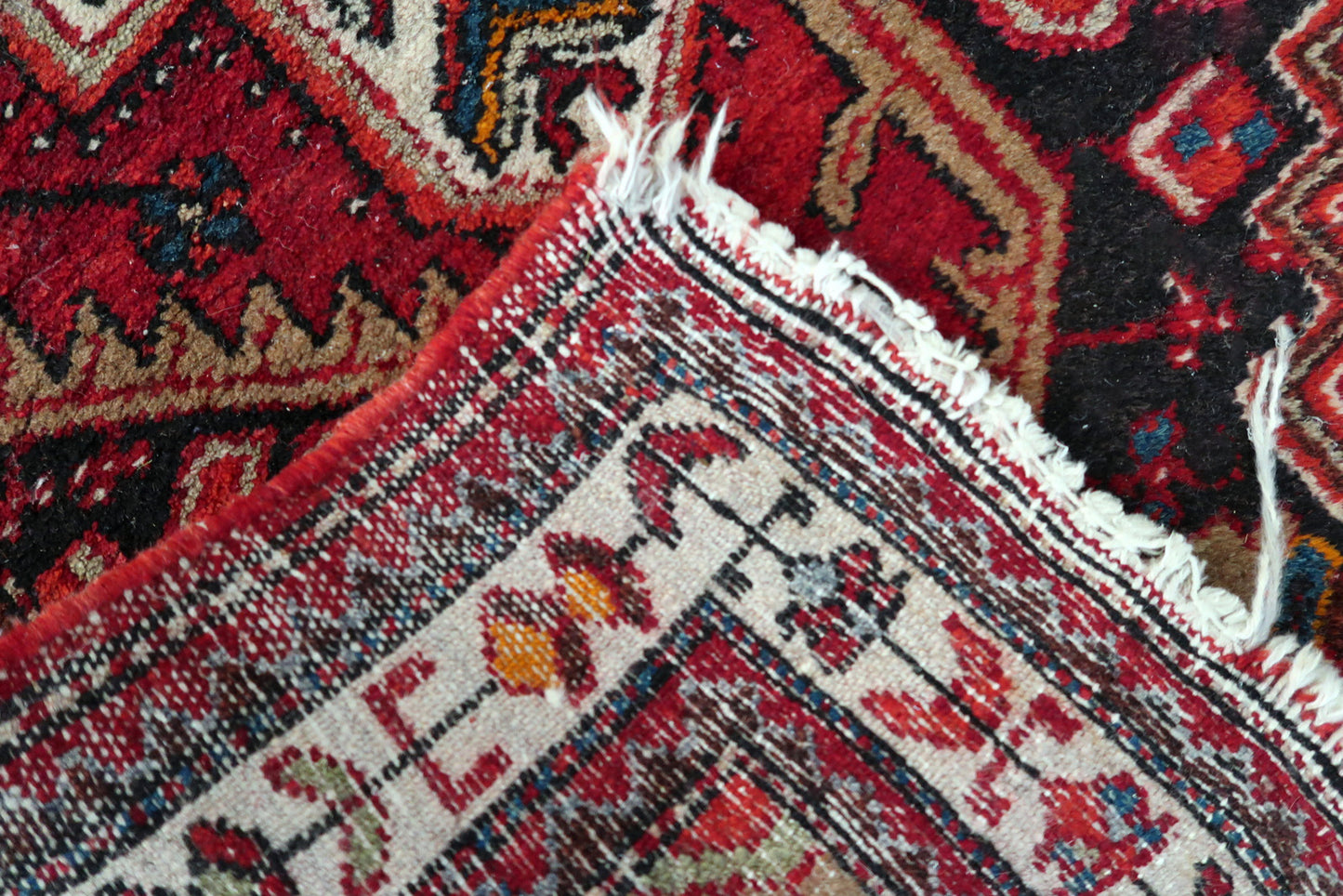Antique Persian Hamadan carpet, wool rug with traditional floral accents