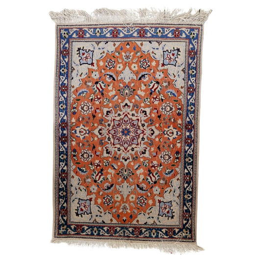 Vintage 1950s Persian Tabriz rug, hand-knotted wool with silk highlights