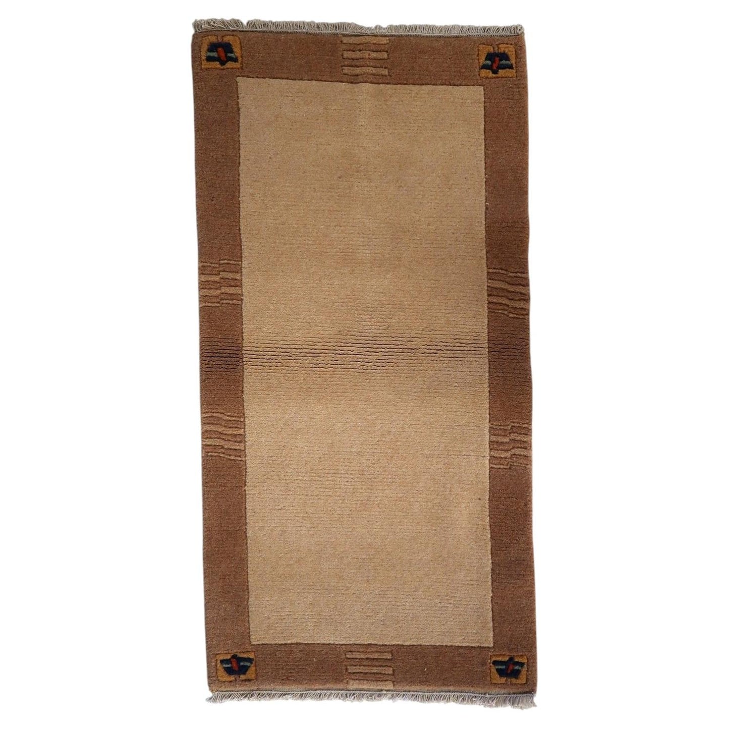 Vintage 1960s Tibetan Khaden rug, handmade wool with minimalist design