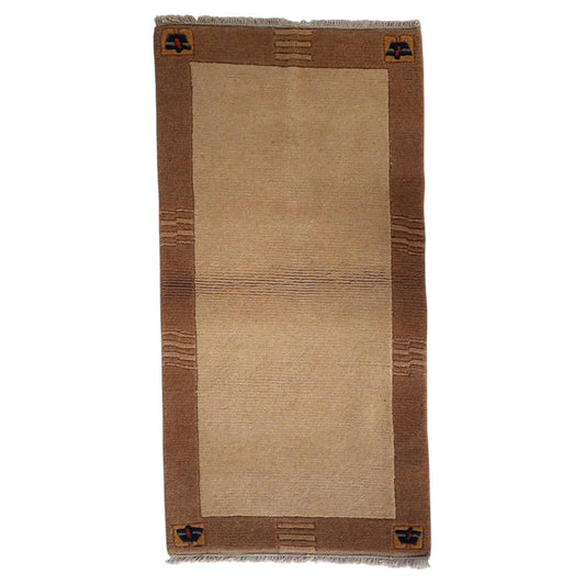 Vintage 1960s Tibetan Khaden rug, handmade wool with minimalist design