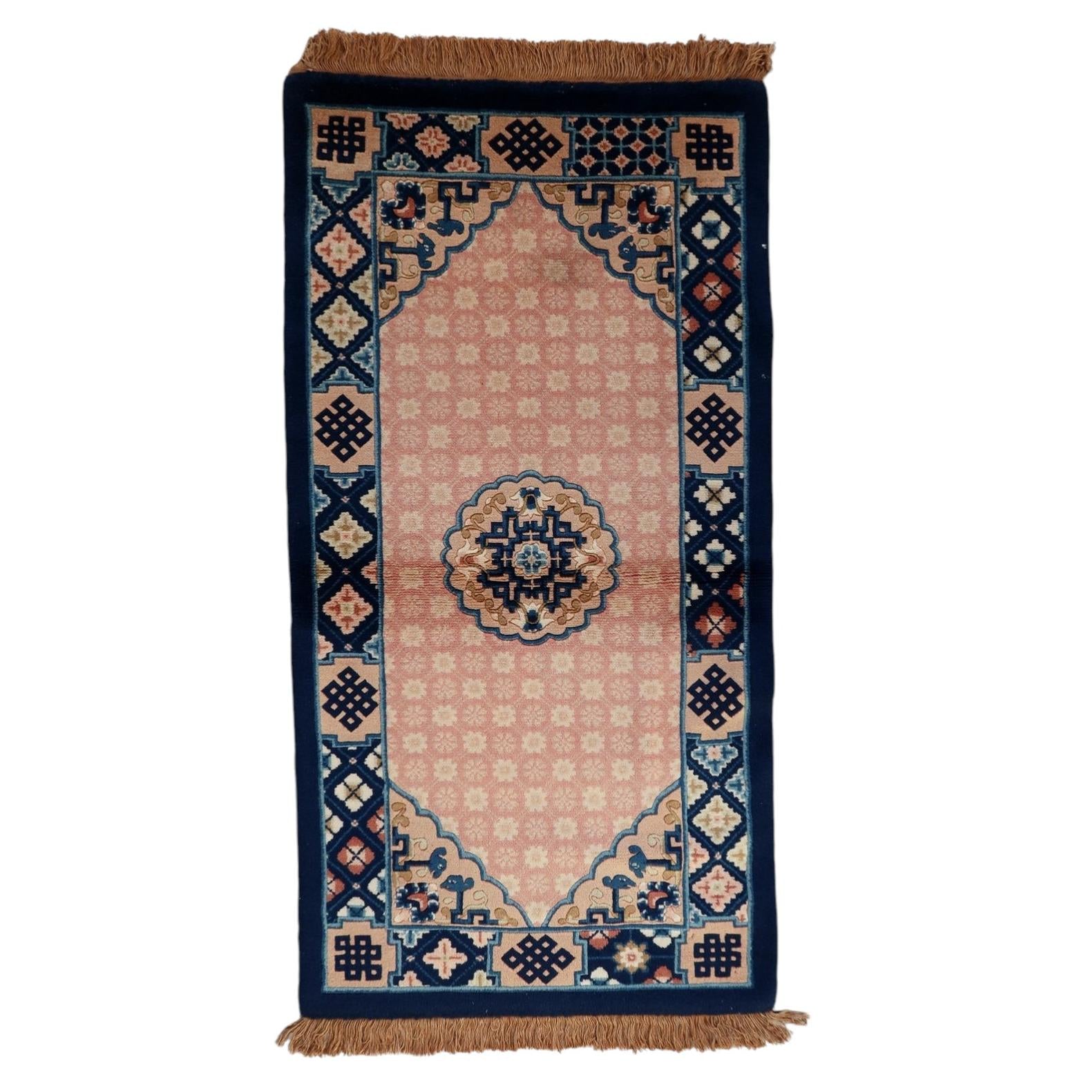 Vintage 1930 Chinese Art Deco rug, hand-knotted wool with bold geometric design