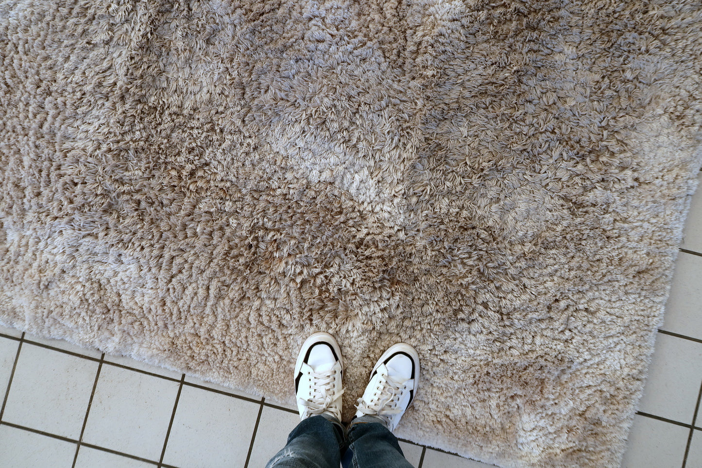 Vintage 1960s rug, square format with minimalist Scandinavian aesthetic