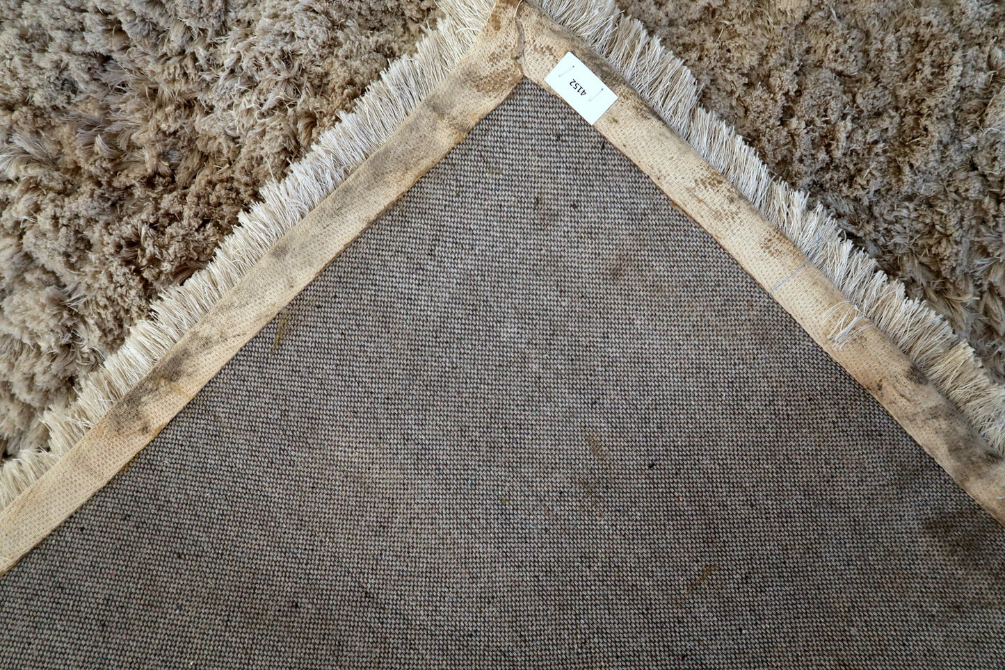 Vintage Scandinavian rug back view, showing construction and weave