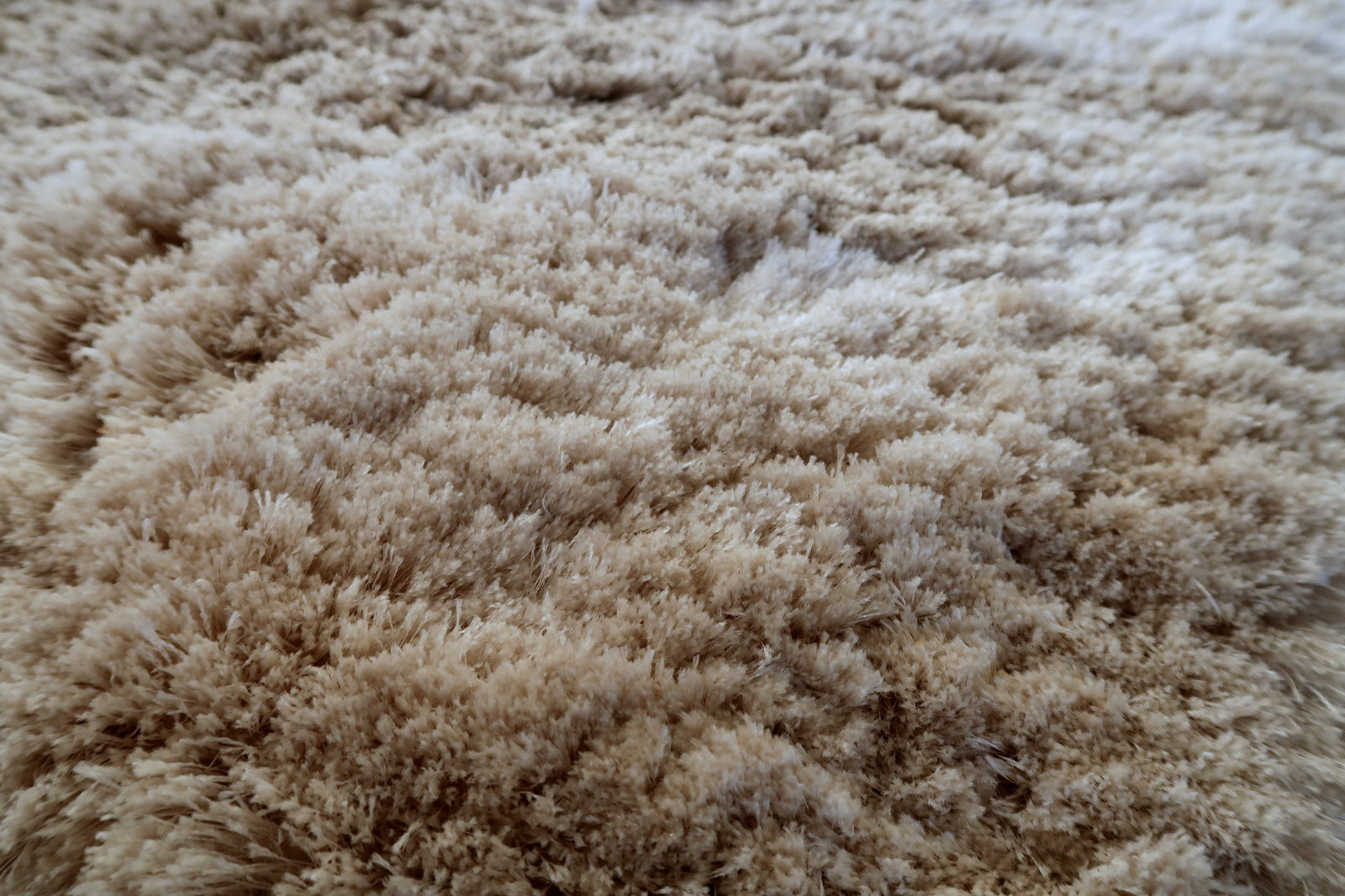 Vintage shag wool rug, Scandinavian style with cloud-like texture