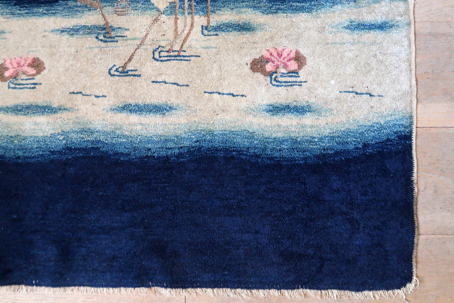 Hand-knotted Chinese rug, 1890s Peking carpet with elegant pictorial composition