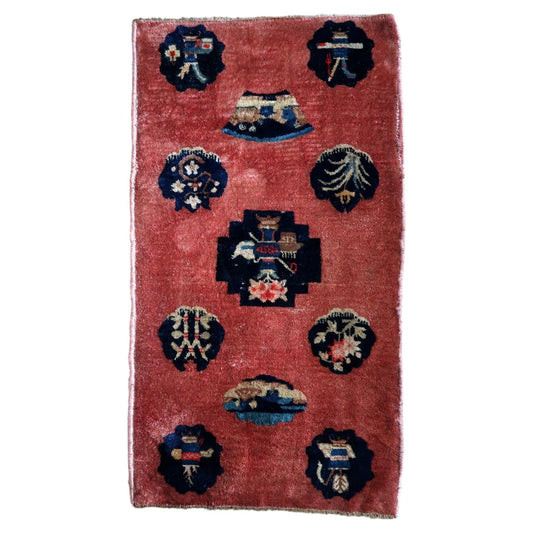 Antique 1920s Chinese Art Deco rug, hand-knotted wool with bold geometric design