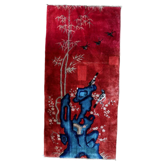 Antique 1920s Chinese Art Deco rug, handmade wool with bold geometric design