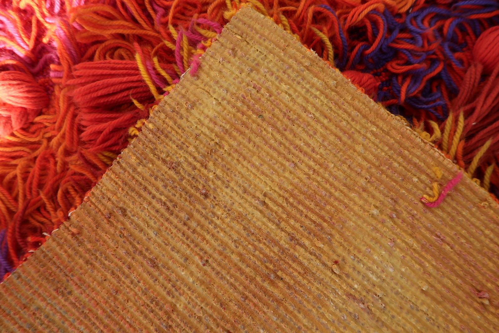 Vintage Scandinavian colour field rug with warm sunset-inspired abstract pattern


