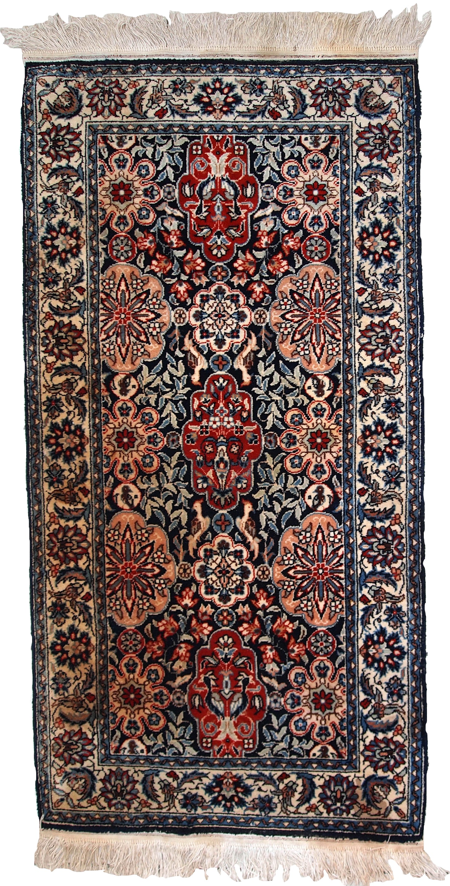 Handmade vintage Persian Tabriz rug 2.3' x 4.5' (71cm x 140cm) 1950s - 1C775