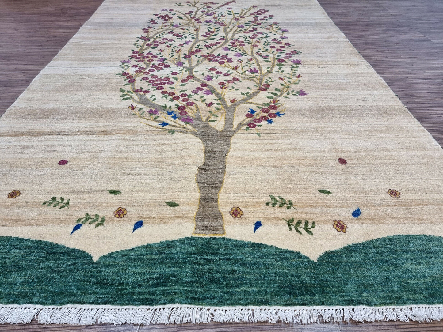 Full-length shot showing the proportions of the Persian Gabbeh Rug

