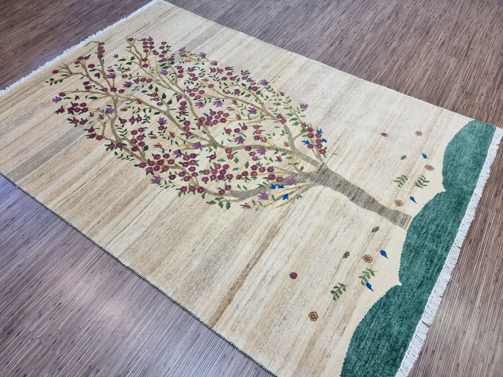 Intricate floral details on the Handmade Persian Gabbeh Rug
