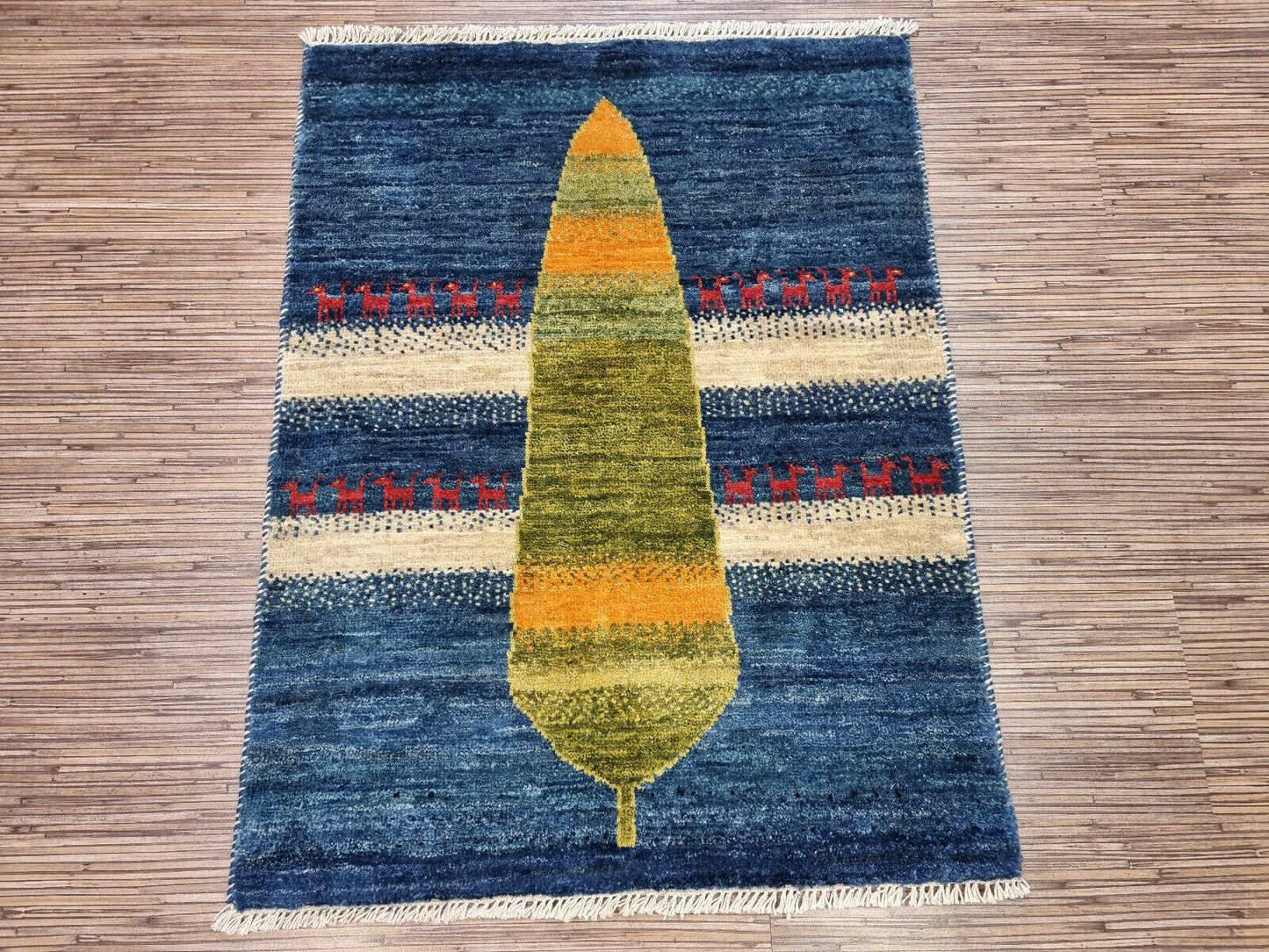 Geometric border details of the Persian Gabbeh Rug
