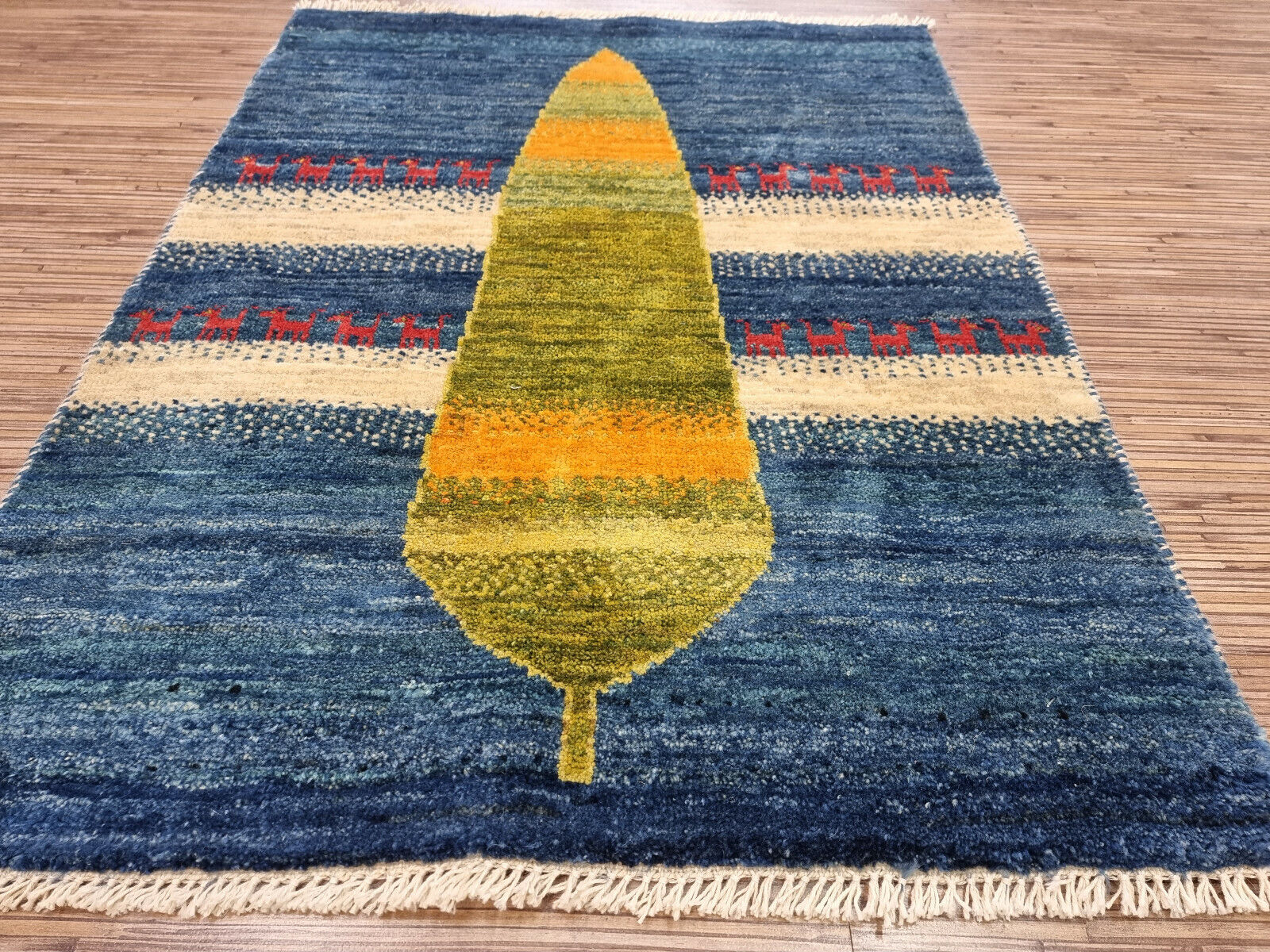Floral motifs on the Handmade Persian Gabbeh Rug
