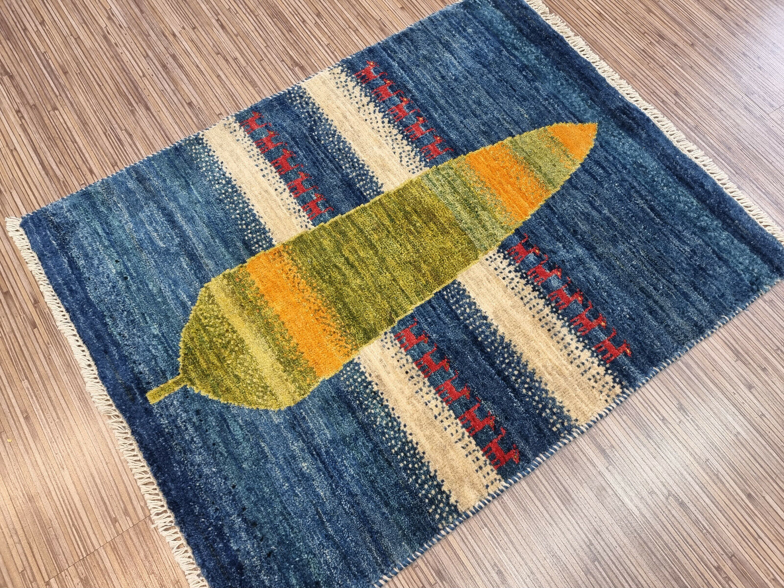 Compact Persian wool rug placed in a bedroom
