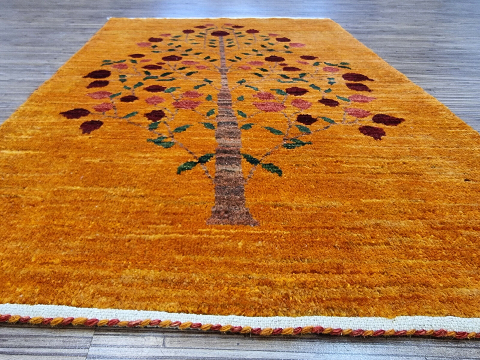Persian Gabbeh rug showcasing intricate knotting details
