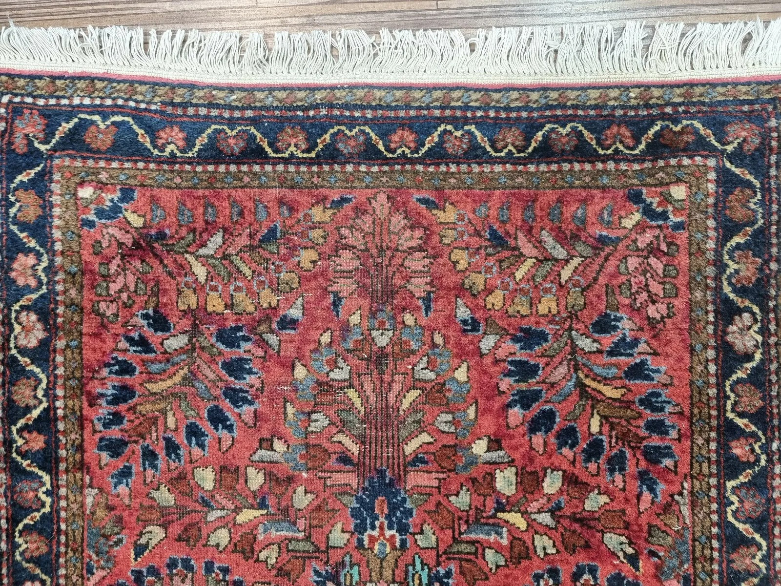 A side angle view showing the fine weave and well-preserved craftsmanship
