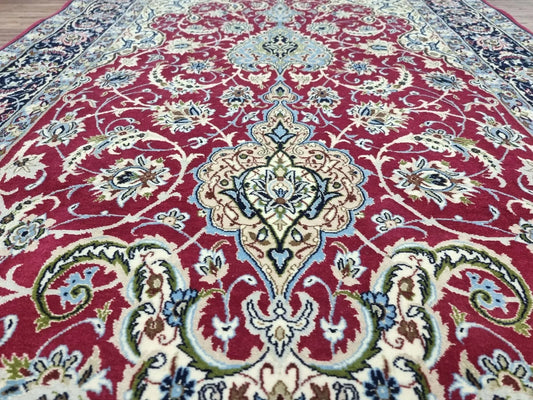 Close-up of a luxurious Kork wool Persian rug, showing fine hand-knotted craftsmanship