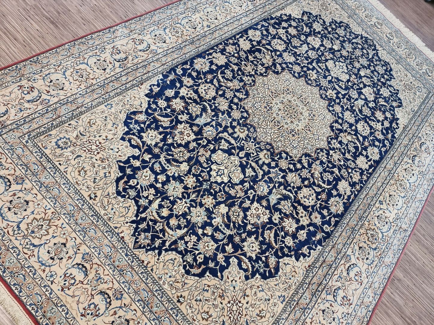 Antique Persian Nain rug measuring 7.1 × 11.5 feet, hand-knotted circa 1920s in very good condition, professionally cleaned and ready for immediate use or display.

