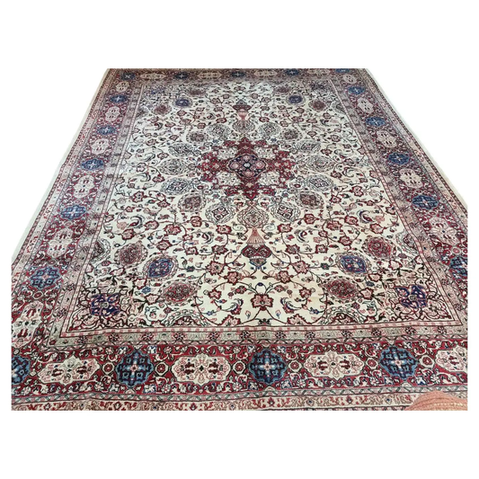 Handmade Vintage Persian Sarouk Rug - Front View - 10.4' x 13.2' - 1970s