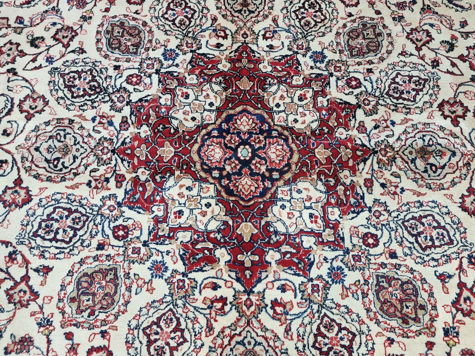 Close-up of Natural Color Palette on Vintage Persian Sarouk Rug - 1970s