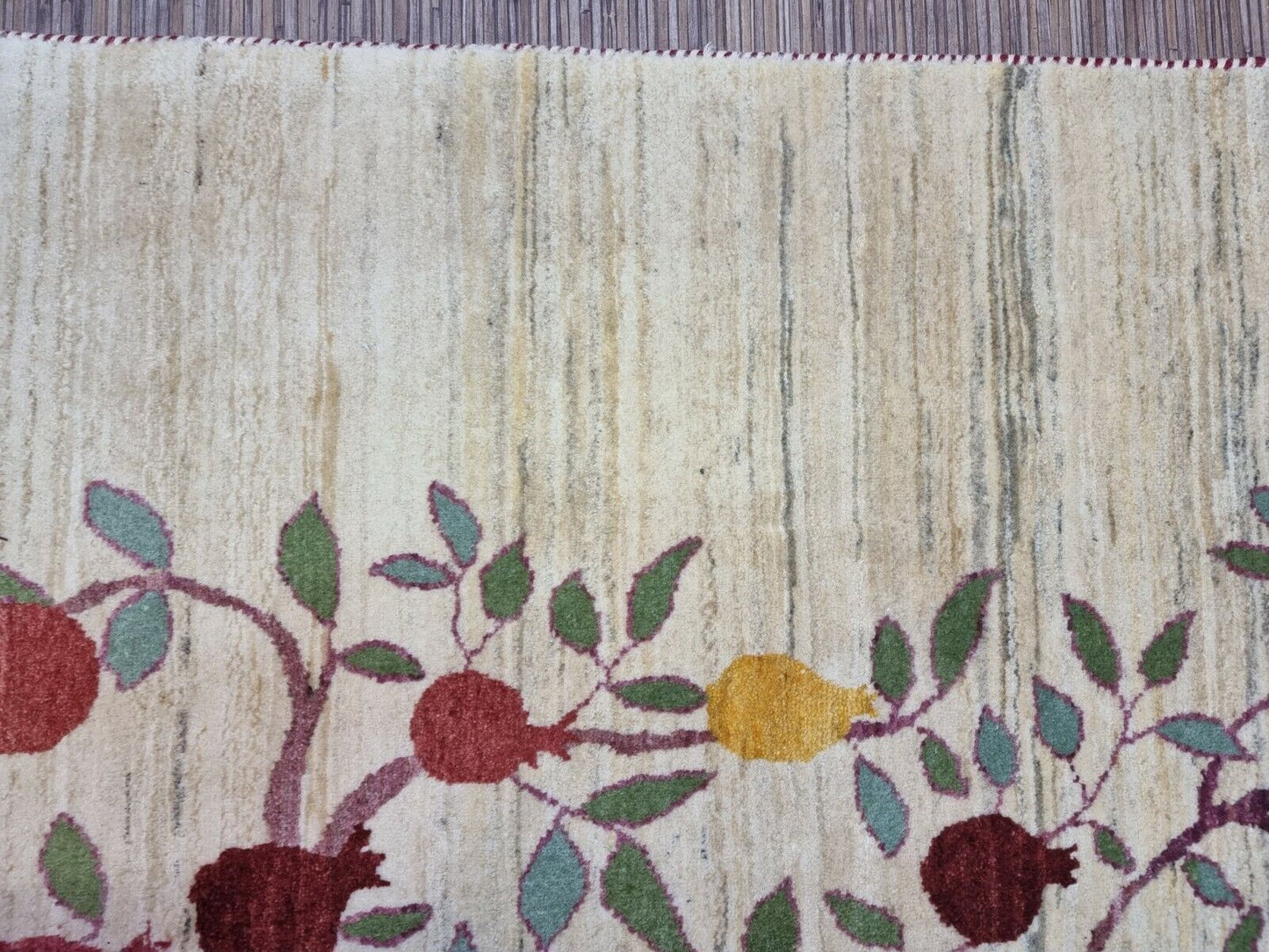 Vintage Gabbeh Rug (1970s) - Ideal for adding warmth and charm to any room. (Close-up of section in a styled setting)