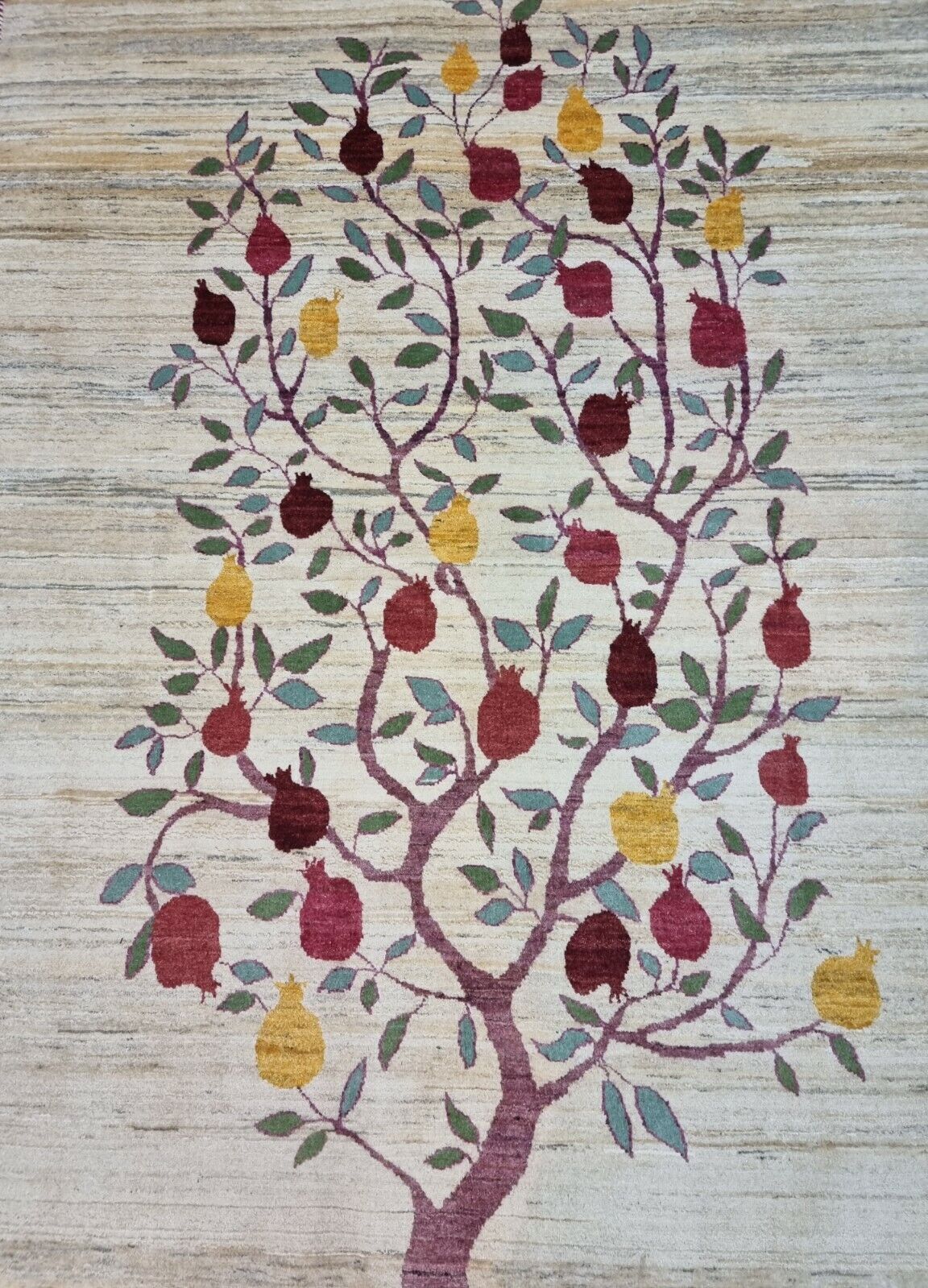 Vintage Wool Gabbeh Rug (1970s) - Handwoven craftsmanship evident in the detailed texture of the rug. (Close-up)