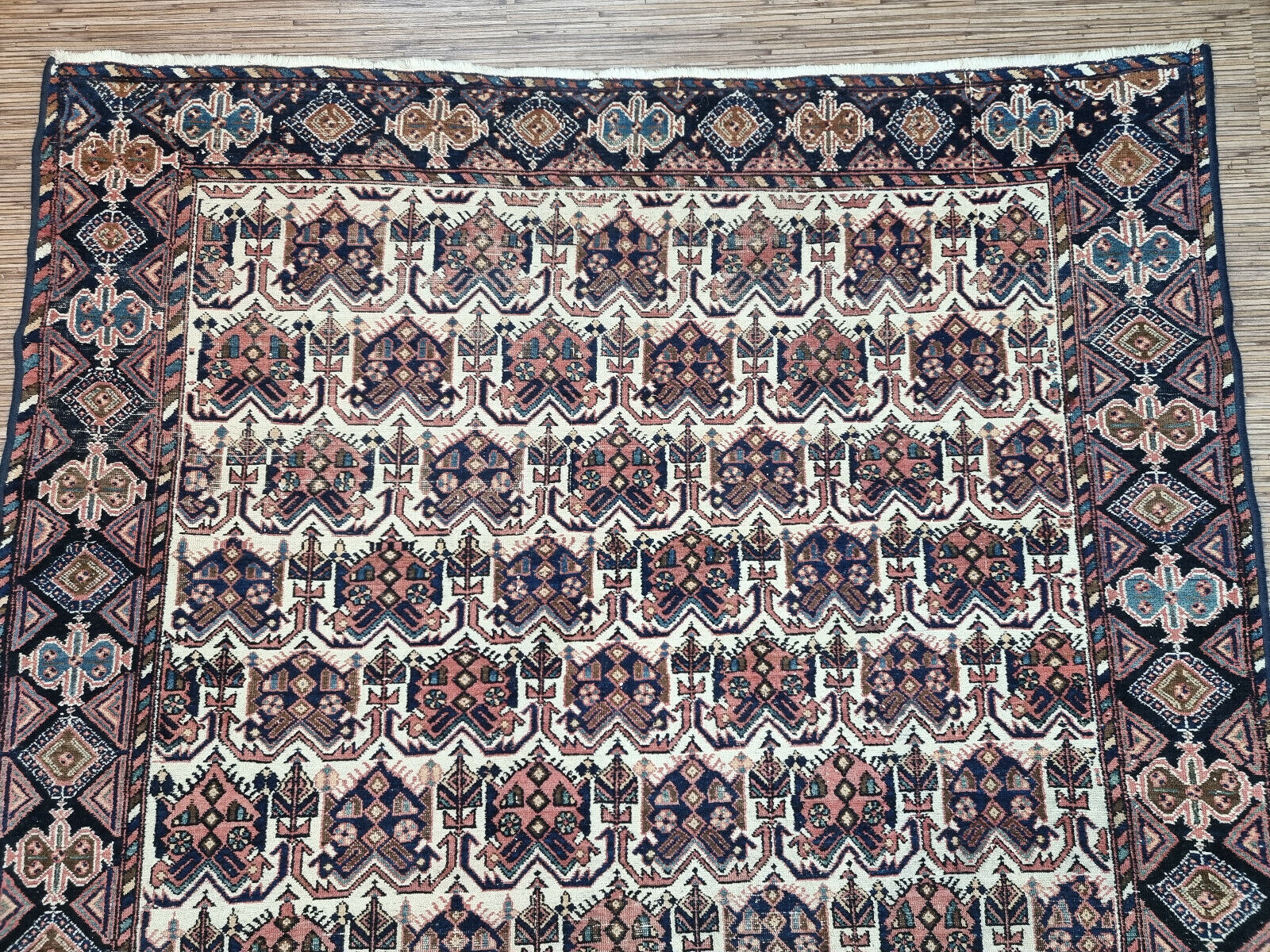 Well-preserved Afshar rug (1920s) adds warmth and character to any living space.