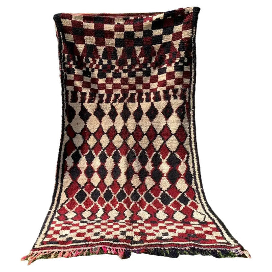 Handmade Vintage Moroccan Berber Rug - Front View - 4.1' x 8.3' - 1980s