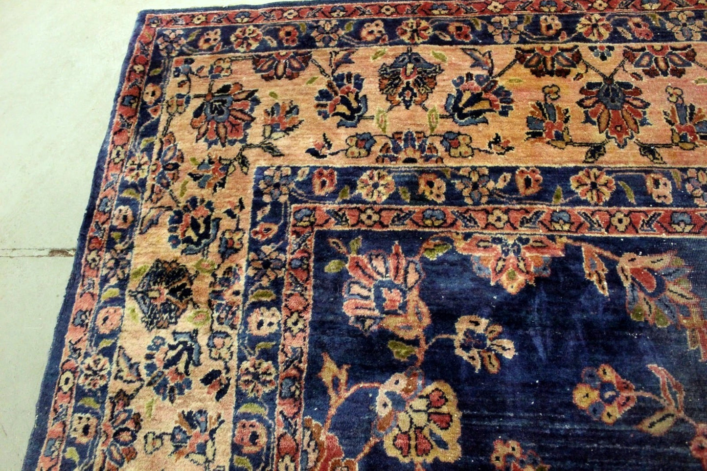 Persian wool rug with delicate beige and olive brown detailing

