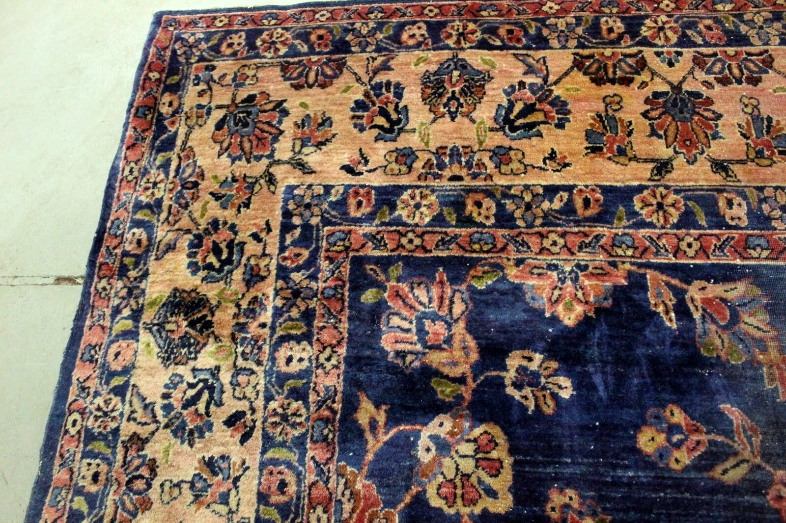 Persian wool rug with delicate beige and olive brown detailing

