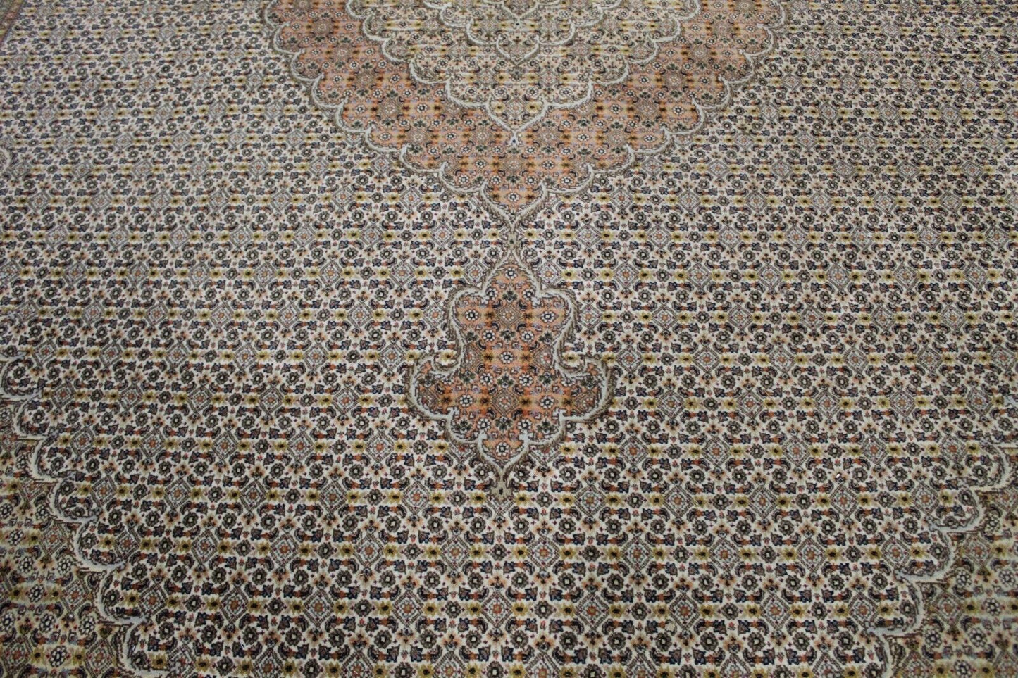 Fine Wool Material Ensures Durability and Comfort Underfoot on Vintage Tabriz Rug - 1960s
