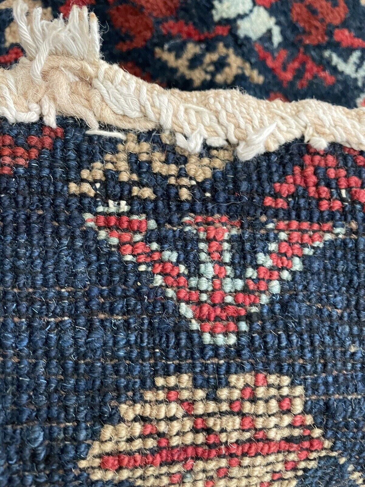 Back side of the Handmade Vintage Persian Hamadan Salt Bag - Underside view revealing the bag's construction and material.