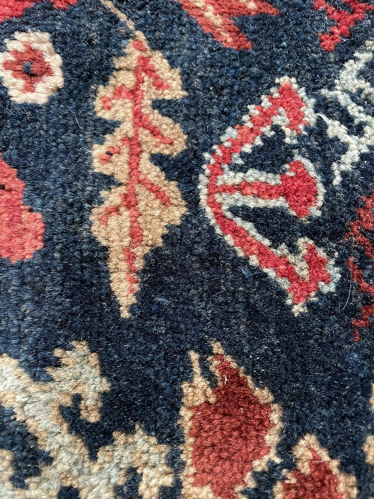 Close-up of vintage charm on Handmade Vintage Persian Hamadan Salt Bag - Detailed view showcasing the vintage charm and appeal of the salt bag from the 1940s.