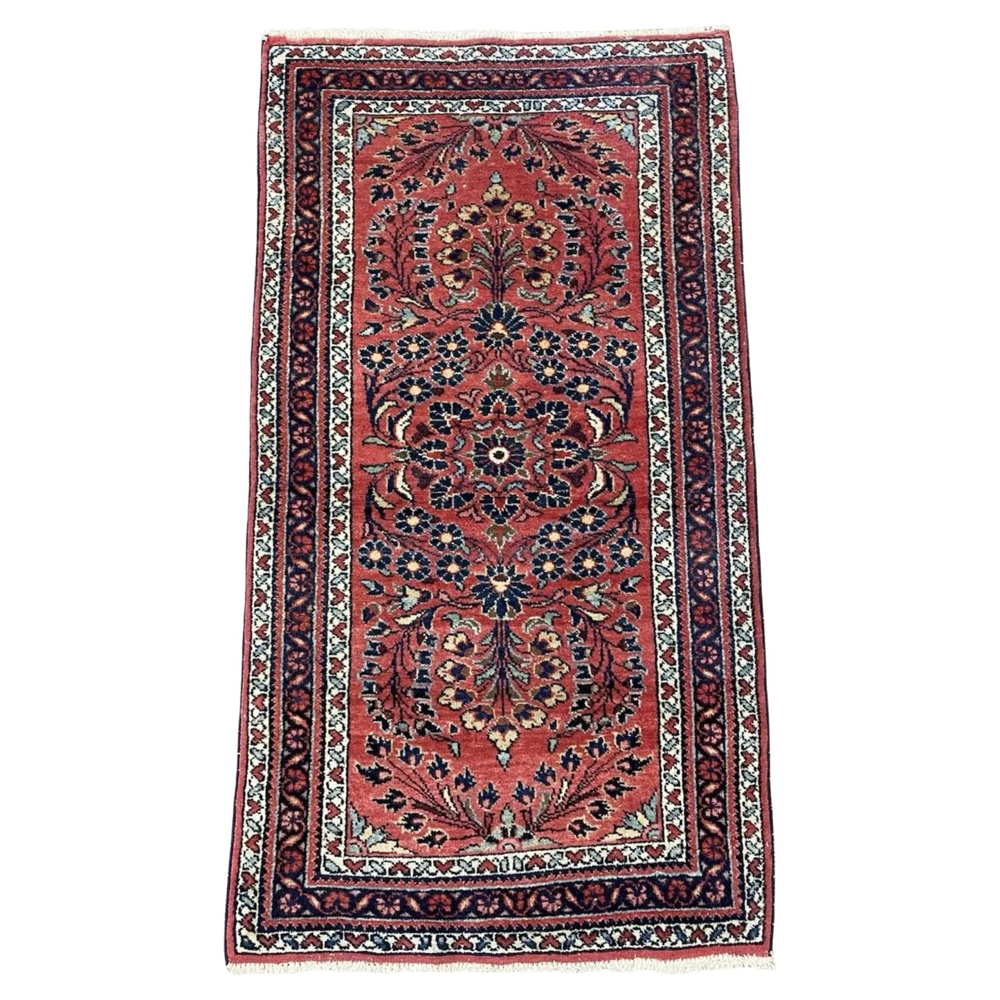 Antique Lilihan rug with all-over floral pattern

