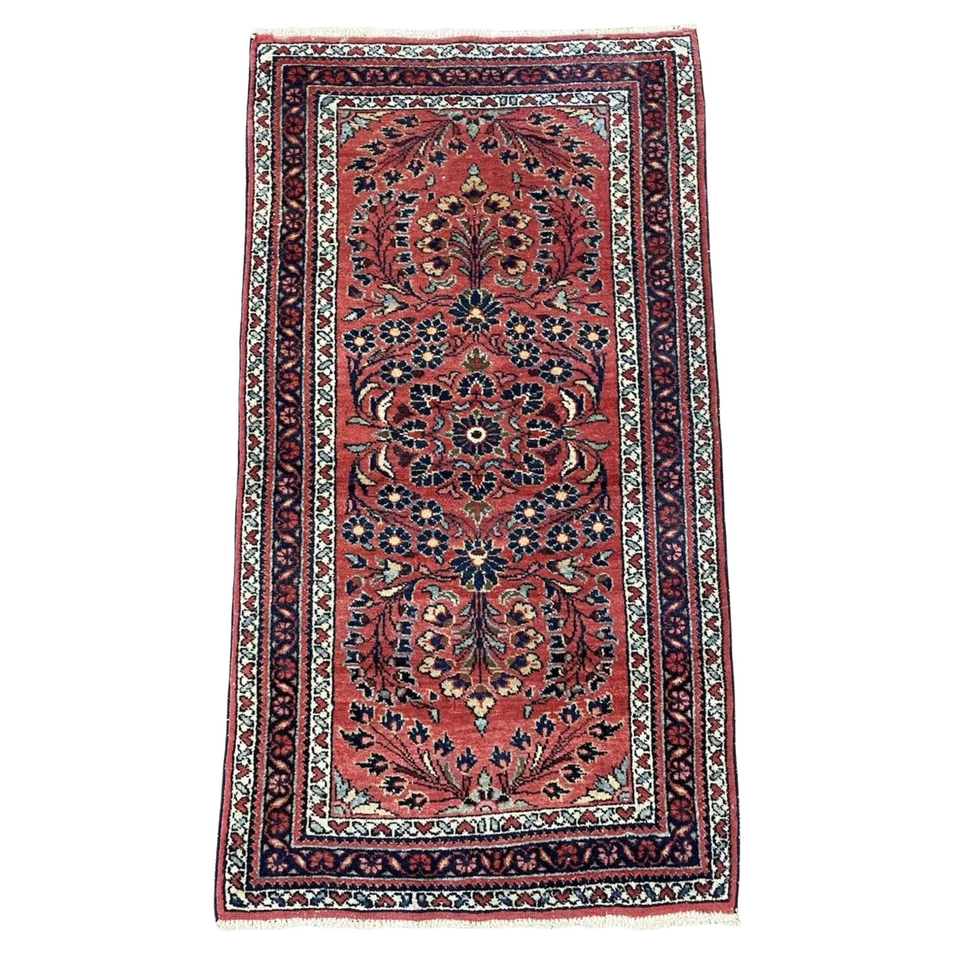 Antique Lilihan rug with all-over floral pattern


