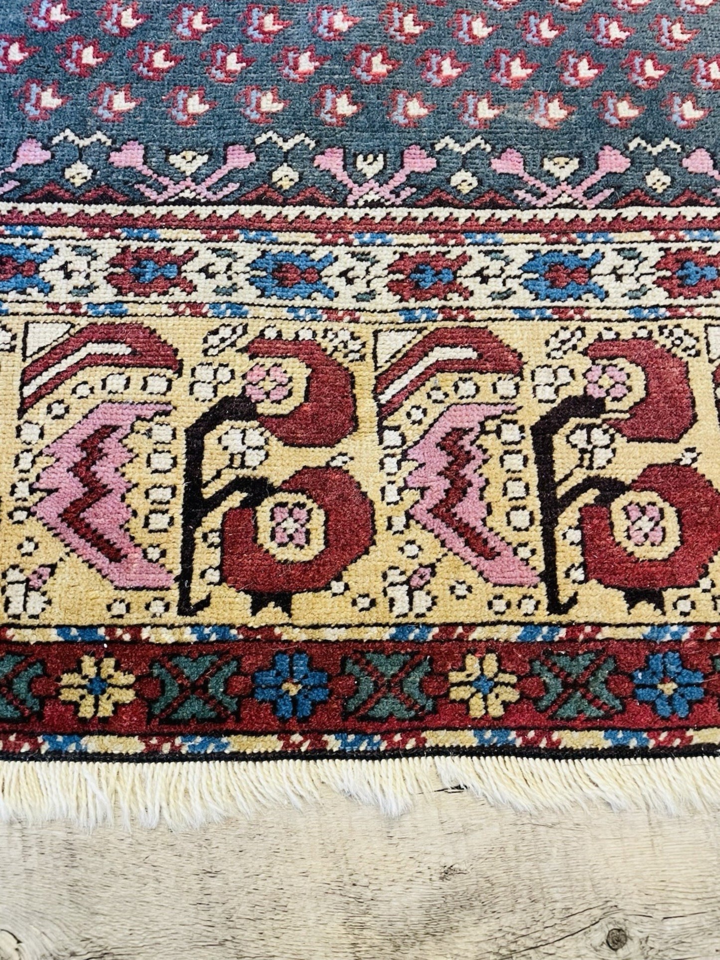Dense wool texture with aged patina

