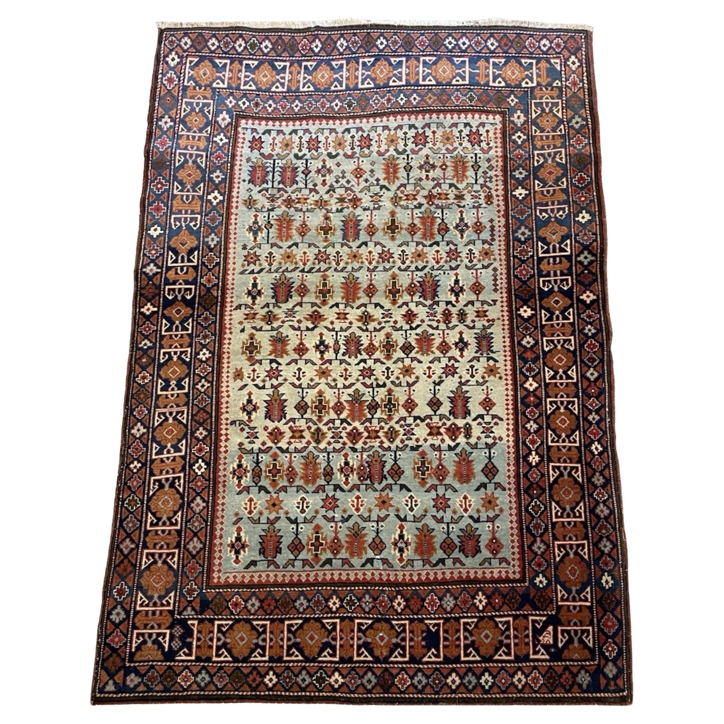 Vintage Caucasian Darband rug with geometric motifs

