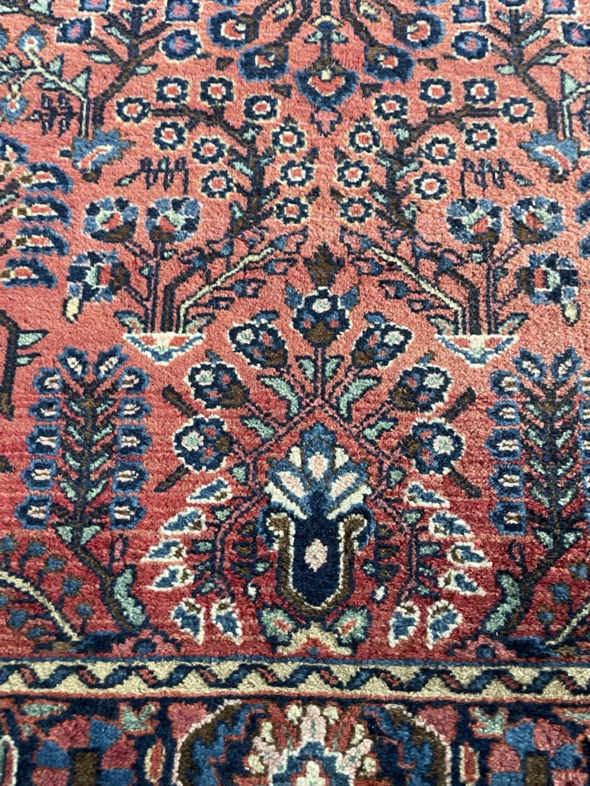 Macro detail of the precise hand-knotted construction and weave density.


