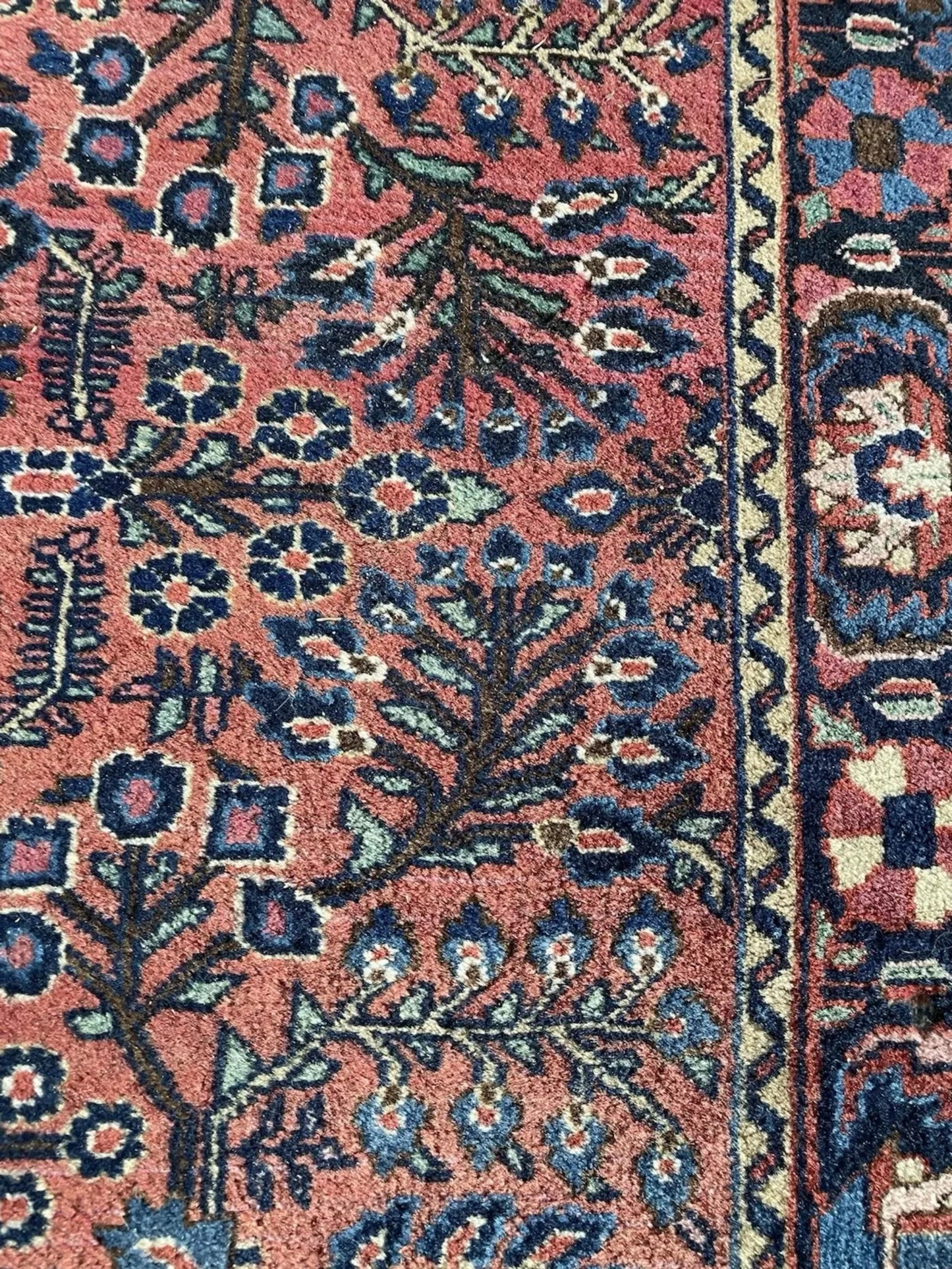 Detailed shot of the multi-layered border with floral and vine motifs.

