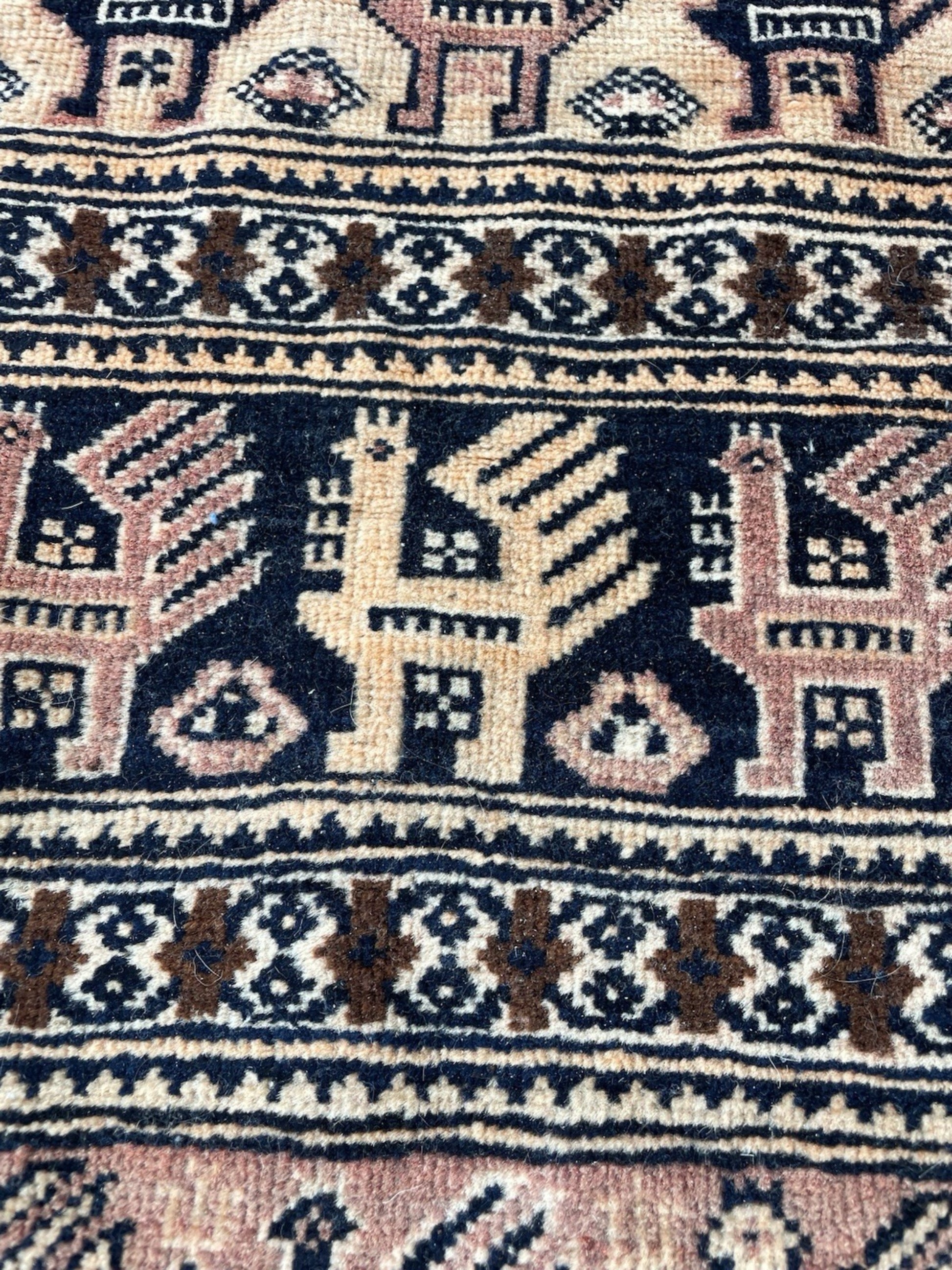 The back of the rug revealing the tight, hand-knotted construction.

