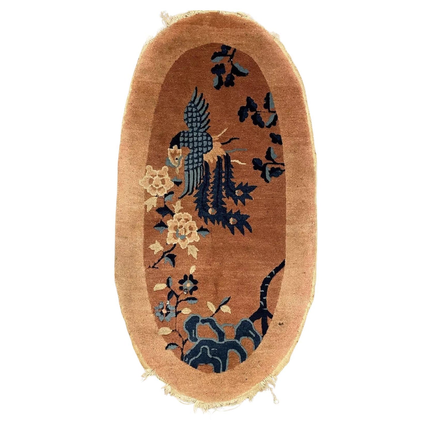 Handmade Antique Art Deco Chinese Rug – 2' x 3.8' – 1920s

