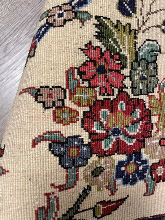 1970s Persian Qum Rug with Floral Medallion Design

