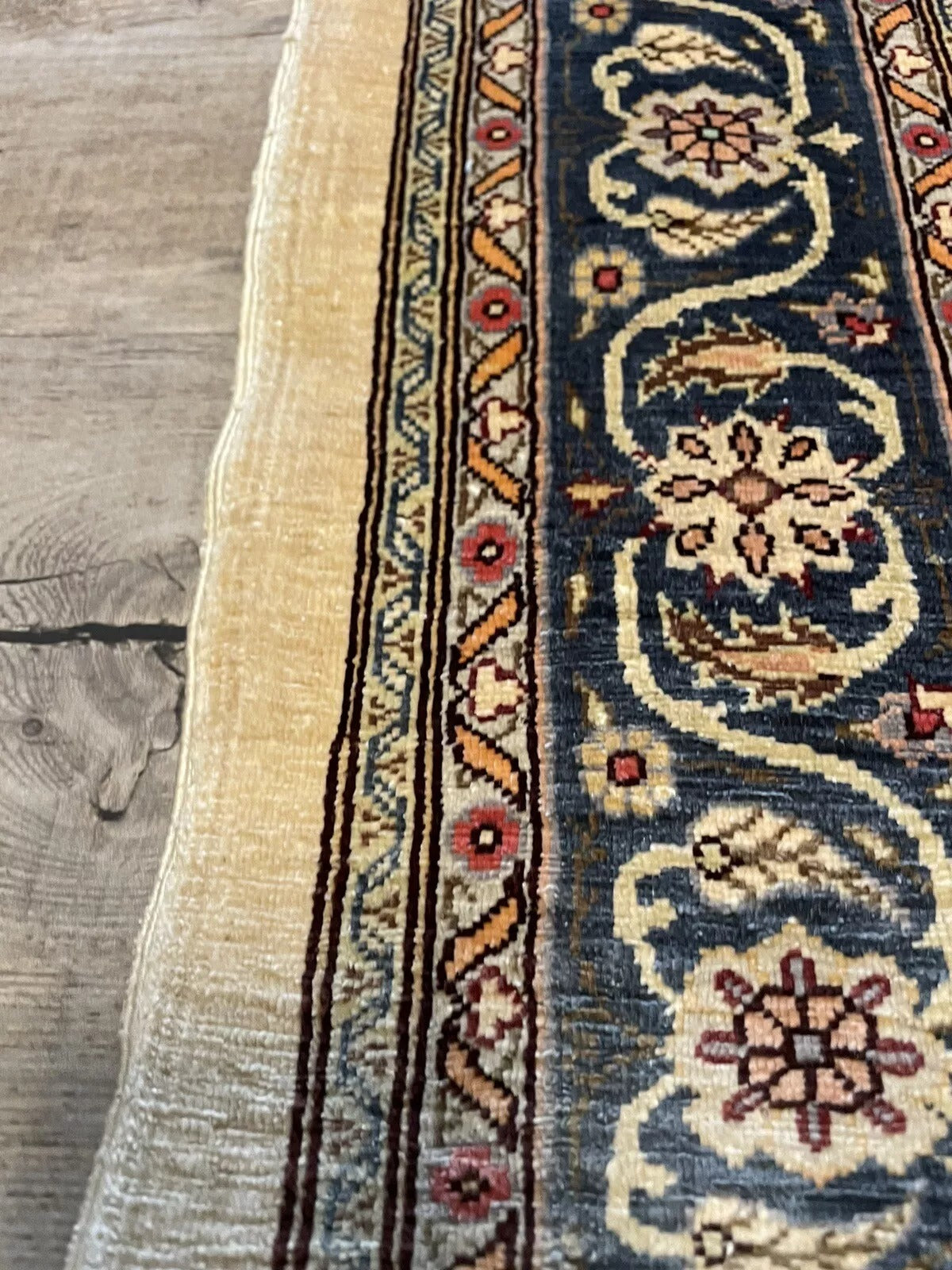 Beautiful silk Hereke rug with detailed medallion and border
