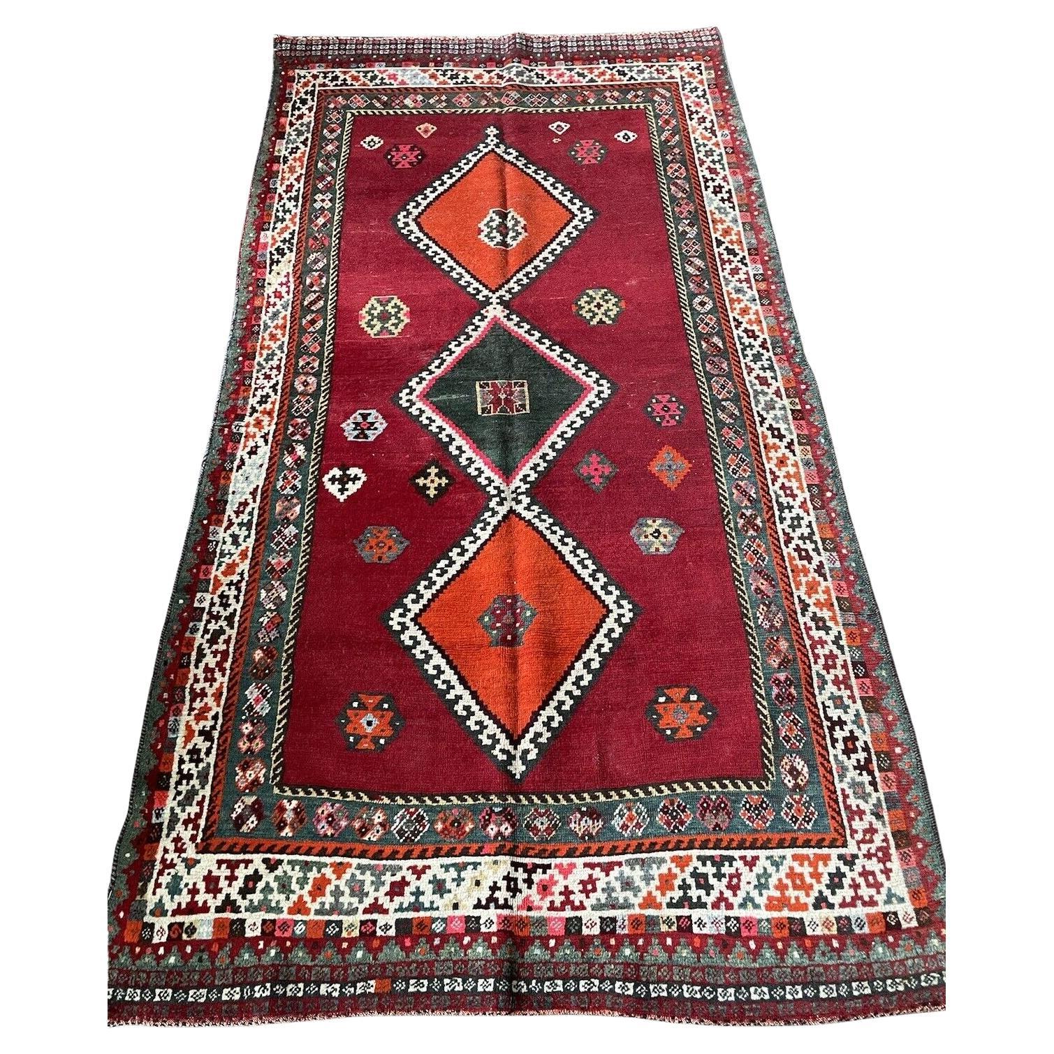Handmade vintage Persian Gabbeh wool rug from the 1960s
