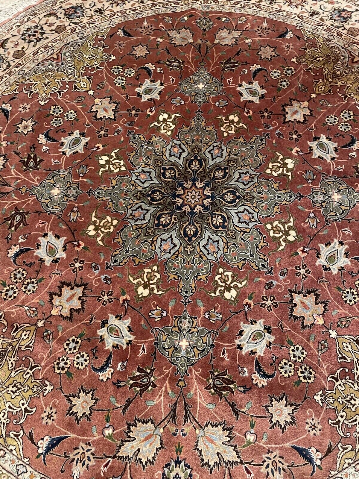 Handmade Middle Eastern Tabriz rug — 1970s vintage
